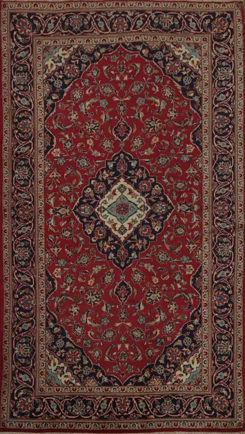 Traditional Kashan Persian Area Rug 5x9 Ornate Floral Details