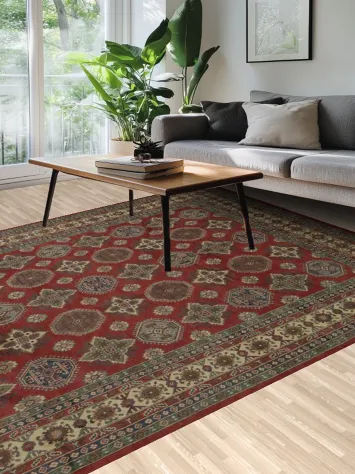 Luxurious Kazak Large Area Rug 9x12 with Classic Border Design