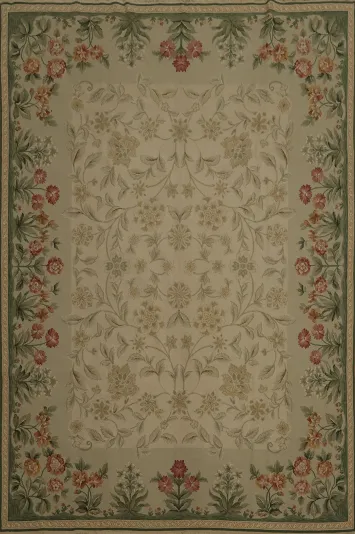 Intricate Floral Aubusson Area Rug 8x10 for Stylish Homes