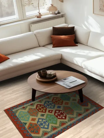 Geometric Playful Kilim Rug 3x5 Perfect for Eclectic Homes