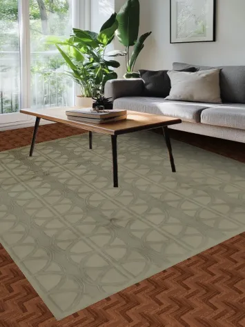 Geometric Circle Design Nepalese Area Rug 8x10 for Room Decor