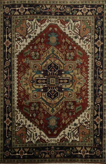 Timeless Heriz Serapi Area Rug 8x10 in Vibrant Earthy Tones