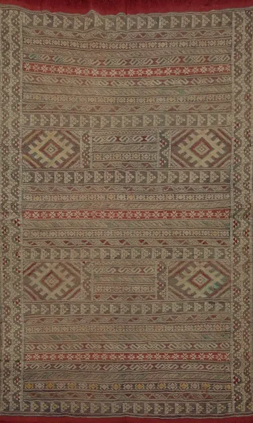 Durrie Kilim Rug 4x5 Embodying Timeless Geometric Tribal Style