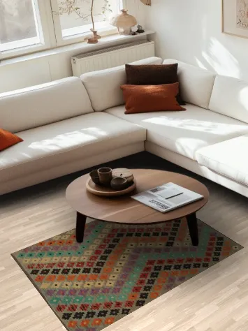 Add a Splash of Color with Geometric Kilim Oriental Rug 3x5