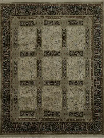 Artful Traditional Tabriz Area Rug 8x8 with Subtle Colored Borders