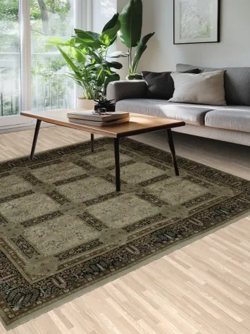 Artful Traditional Tabriz Area Rug 8x8 with Subtle Colored Borders