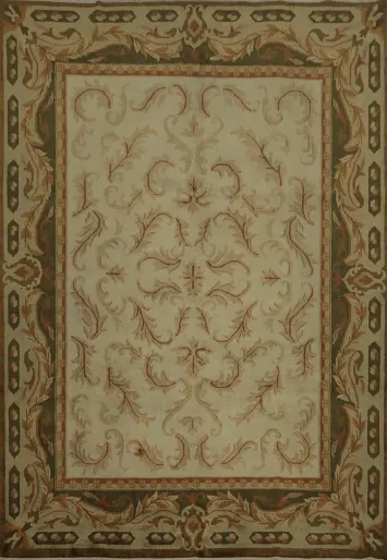 Sophisticated Aubusson Area Rug 8x10 with Ornate Details