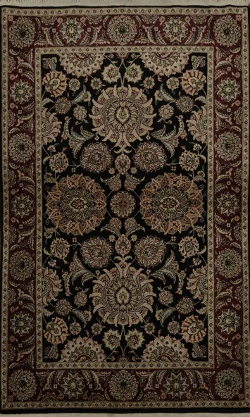 Richly Textured Agra Oriental Rug 4x6 with Stylish Border Designs