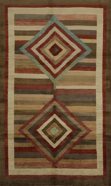 Rustic Gabbeh Oriental Area Rug 6x9 with Geometric Patterns