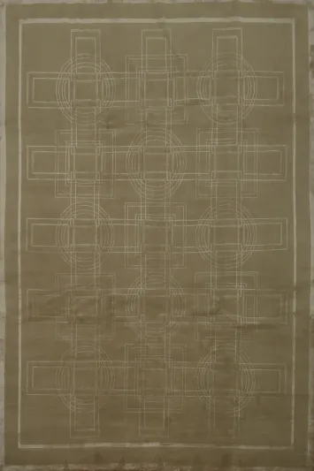 Classic Nepalese Area Rug 8x10 with Subtle Architectural Design