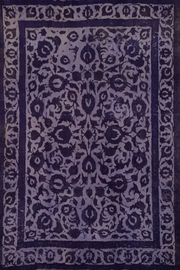Elegant Indigo and Violet Botanical Tabriz Persian Area Rug 9x12