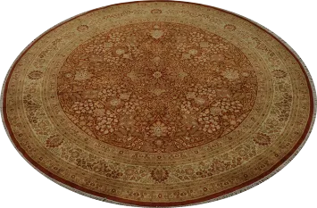 Artisan-Crafted Tabriz Round Area Rug 8x8 with Ornate Motifs