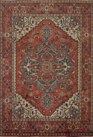 Warm Tones Heriz Serapi Area Rug 8x10 for Cozy Living Areas