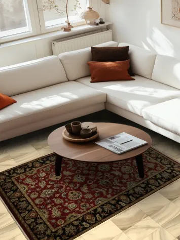 Red and Black Agra Oriental Rug 4x6 with Floral Elements