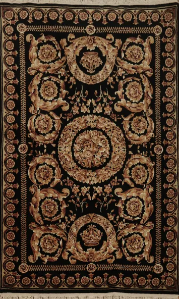 Majestic Aubusson Chinese Rug 4x6 Featuring Ornate Details
