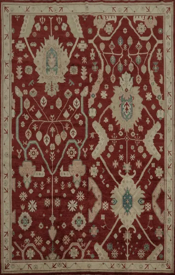 Luxurious Oushak Area Rug 9x12 with Unique Oriental Design