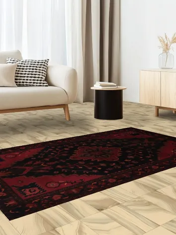 Captivating Motifs on Finest Dark Navy Zanjan Persian Rug 4x7