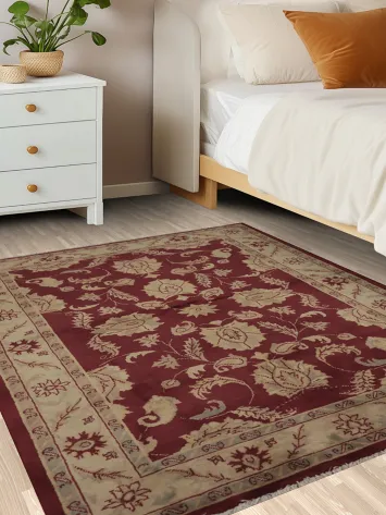 Rich Peshawar Oriental Rug 4x5 Featuring Elegant Floral Motifs