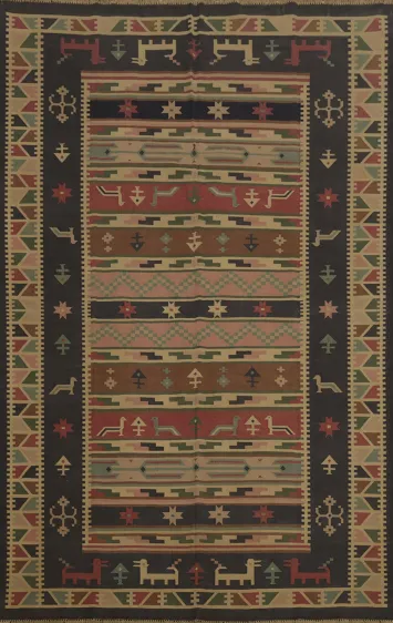 Traditional Folk Art-Inspired Kilim Oriental Area Rug 7x10