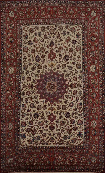 Traditional Isfahan Persian Area Rug 9x13 Medallion Pattern