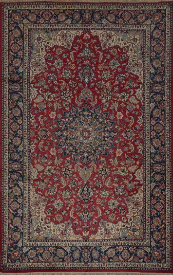 Elegant Najafabad Persian Area Rug 8x12 Red Floral Patterns