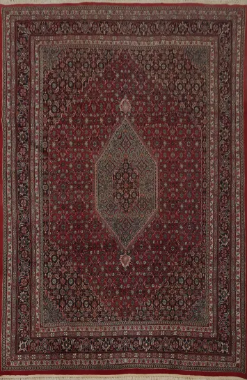 Bold Geometric Deep Red Tabriz Mahi Oriental Area Rug 8x10