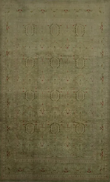 Green Oushak Area Rug 9x12 Subtle Charm and Timeless Elegance