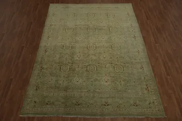 Green Oushak Area Rug 9x12 Subtle Charm and Timeless Elegance