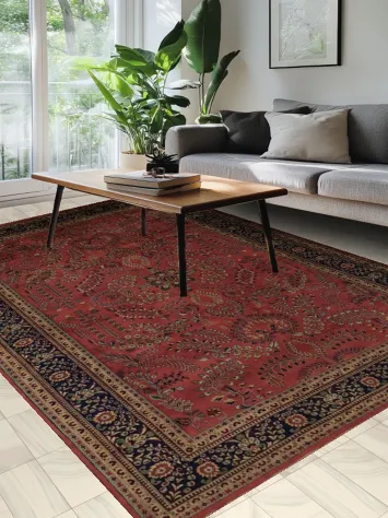 Elegant Handmade Sarouk Area Rug 8x12 Decorative Symmetry