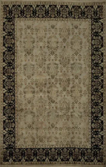 Timeless Floral Ziegler Area Rug 9x12 with Ornate Black Border