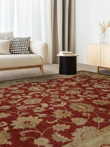 Luxurious Peshawar Large Area Rug 9x12 with Floral Patterns