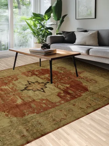 Elegant Heriz Serapi Area Rug 9x12 with Intricate Floral Motifs