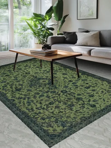 Timeless Green Tabriz Persian Area Rug 7x11 Botanical Design