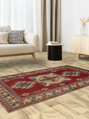 Vibrant Red Kazak Oriental Rug 4x6 Cultural Charming Patterns