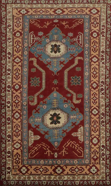 Geometríc Super Kazak Area Rug 5x8 with Decorative Accents