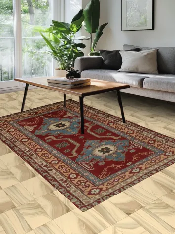 Geometríc Super Kazak Area Rug 5x8 with Decorative Accents