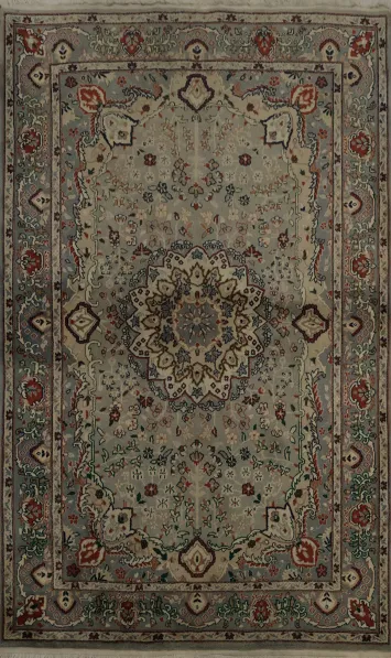 Artisan Wool Tabriz Oriental Rug 4x6 Elegant Neutral Tones