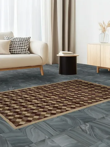 Checkered Contemporary Rug 4x6 Perfect for Living or Dining Area
