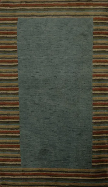 Modern Gabbeh Oriental Rug 3x6 Featuring Bold Striped Edges