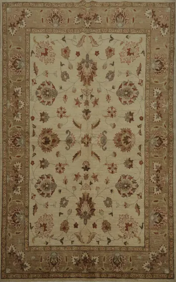Handcrafted Peshawar Area Rug 6x8 Featuring Floral Patterns