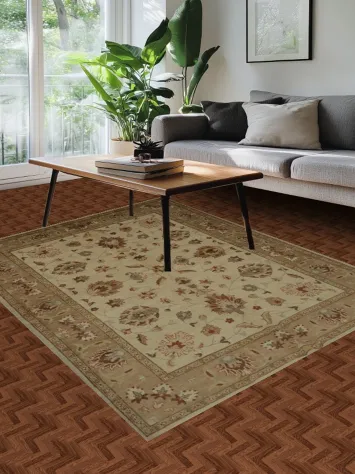 Handcrafted Peshawar Area Rug 6x8 Featuring Floral Patterns