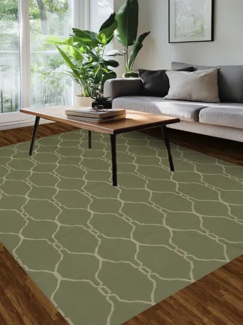 Stylish Green Kilim Area Rug 8x11 for Living Spaces