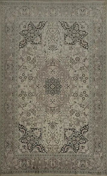 Vintage Kashmir Oriental Area Rug 7x10 with Floral Motifs