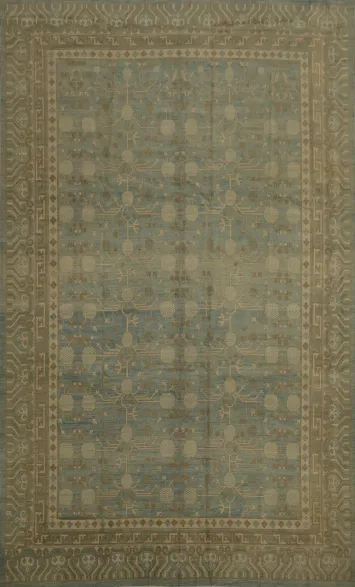 Elegant Khotan Oriental Large Rug 10x14 in Calming Blue Shades