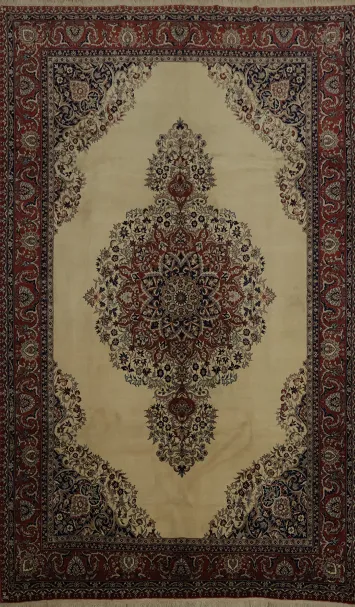 Classic Isfahan Persian Area Rug 7x10 Ornate Central Medallion