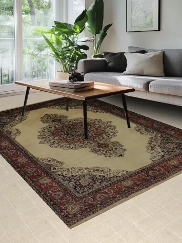 Classic Isfahan Persian Area Rug 7x10 Ornate Central Medallion