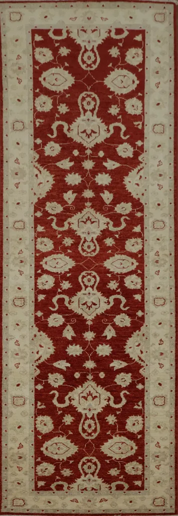 Chic Red Peshawar Runner Rug 3x10 Ideal for Narrow Entryways