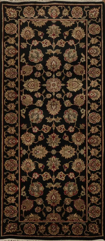 Sophisticated Ornate Floral Motif Agra Runner Rug 3x7