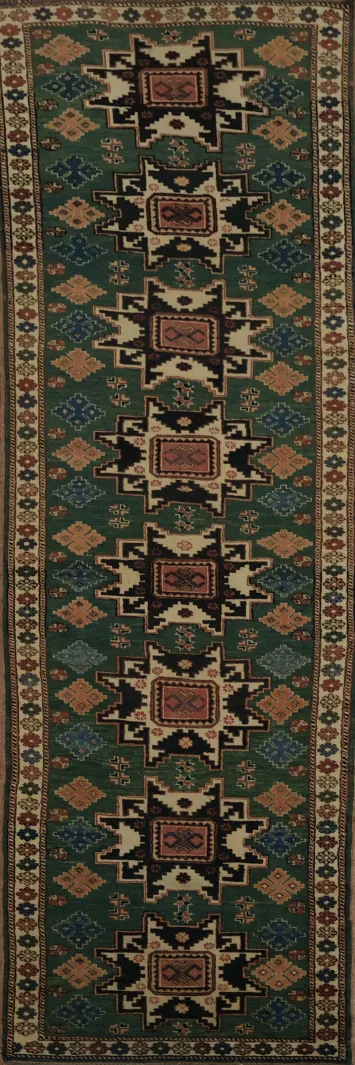 Timeless Geometric Super Kazak Runner Rug 3x10 Rich Warm Colors