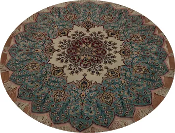 Round Tabriz Oriental Rug 5x5 with Exquisite Floral Design